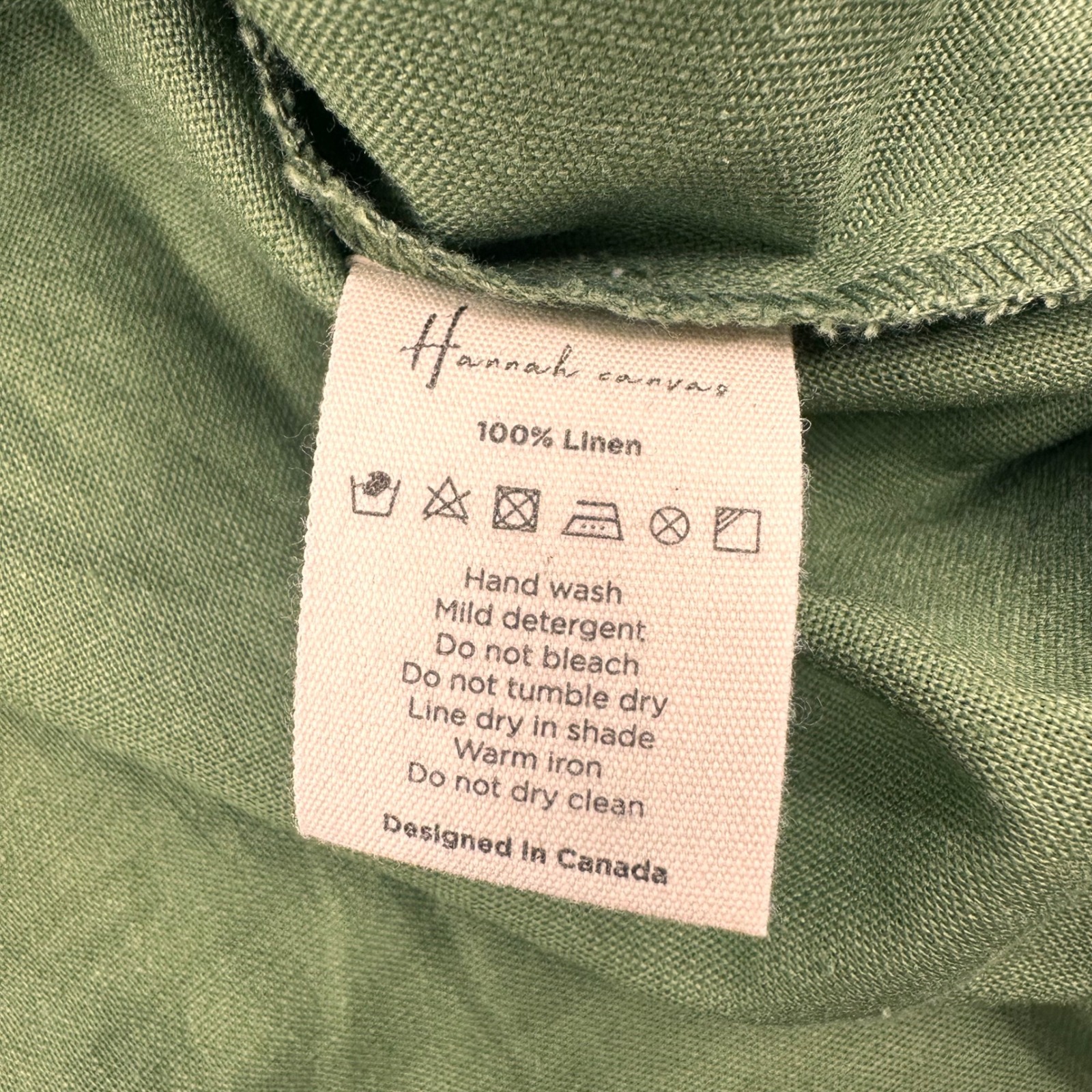 Hannah Canvas Linen Flare Dress Medium Belted Midi Olive Green Modern Casual — image 4 of 8